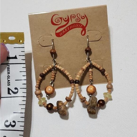 TRESKA wooden‎ Boho beaded dangle earrings new!! - Picture 3 of 3